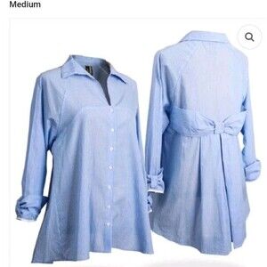 Ravel Blouse Size XL Button Bow Back Hi-Low Hem Cuff Sleeve